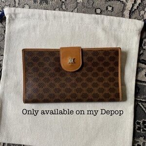 Vintage Celine brown Macadam canvas bifold wallet